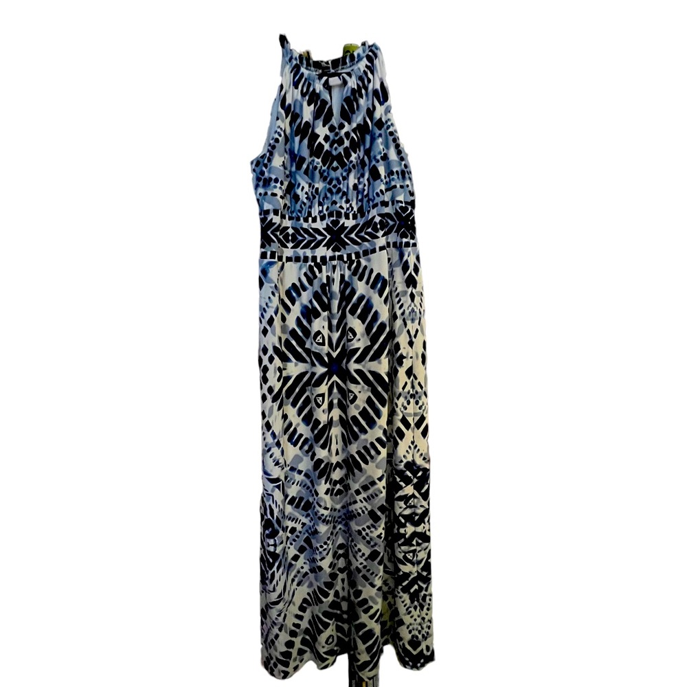 Chico's Blue  and White Printed Maxi Dress